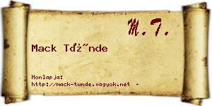 Mack Tünde névjegykártya